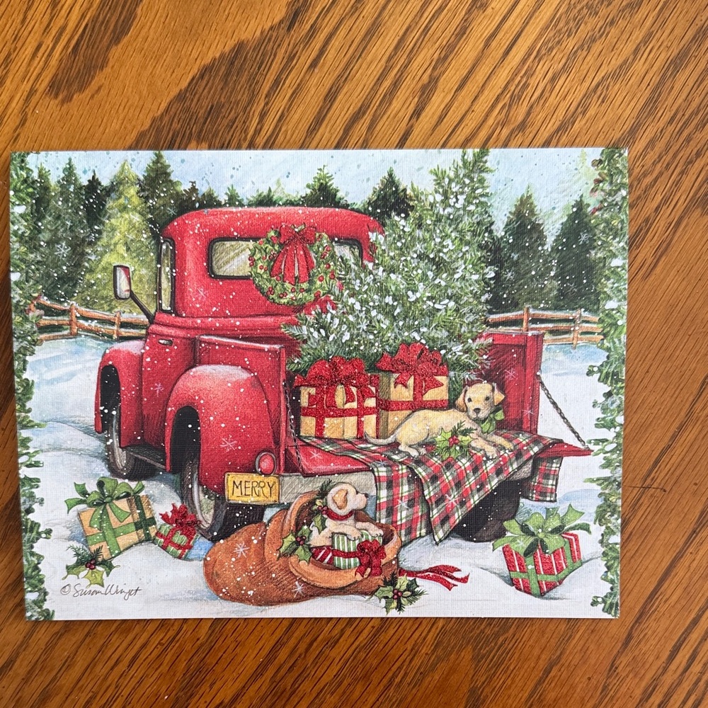Lang Red Truck Christmas Cards - Picture 2 of 4